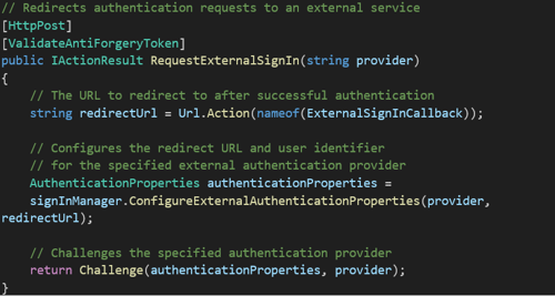 Code handle provider External Sign In