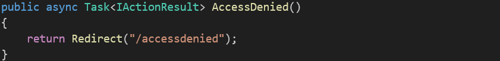 Code redirect access denied page